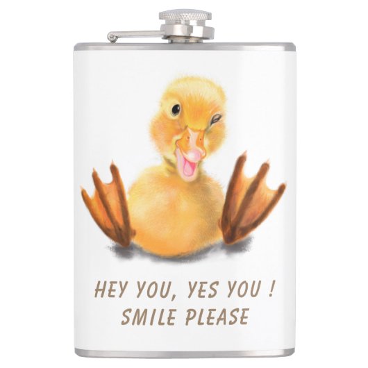 Funny Duck Flask Smile - Aangepaste tekst Heupfles (Voorkant)