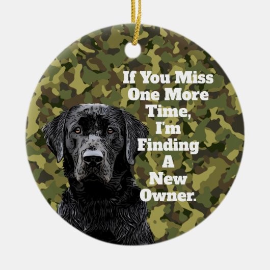 Funny Duck Hunting Black Lab Camo Kerstmis Keramisch Ornament (Voorkant)