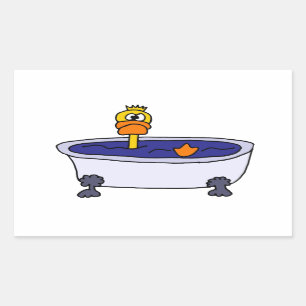 Funny Duck in een Bathtub Cartoon Rechthoekige Sticker