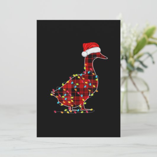 Funny Duck Kerstlight Red Pset Matching Feestdagenkaart (Staand voorkant)