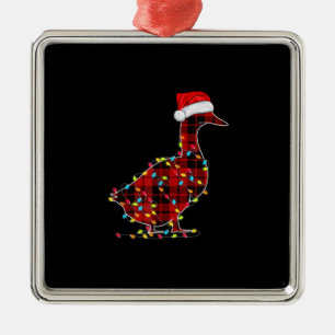 Funny Duck Kerstlight Red Pset Matching Metalen Ornament