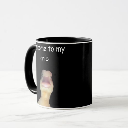 Funny Duck Meme – “Welcome to My Crib” Cute Animal Mok (Voorkant links)