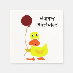 Funny Duck met Balloon Happy Birthday Napkins Servetten