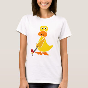 Funny Duck speelt Golf Primitive Art T-shirt