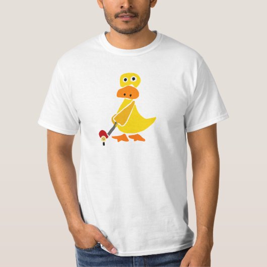 Funny Duck speelt Golf Primitive Art T-shirt (Voorkant)