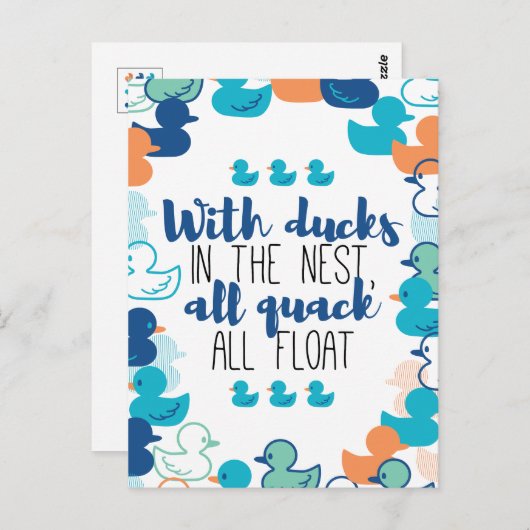 Funny Ducks and Quack Float Puns Quote Design Briefkaart (Voorkant / Achterkant)