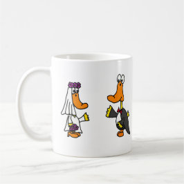 Funny Ducks Bride en Groom Wedding Cartoon Koffiemok