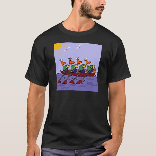 Funny Ducks in a Row Cartoon T-shirt (Voorkant)