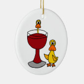 Funny Ducks met Red Wine Glass Keramisch Ornament (Rechts)