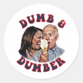 Funny Dumb en Dumber Biden Harris Cartoon Ronde Sticker (Voorkant)