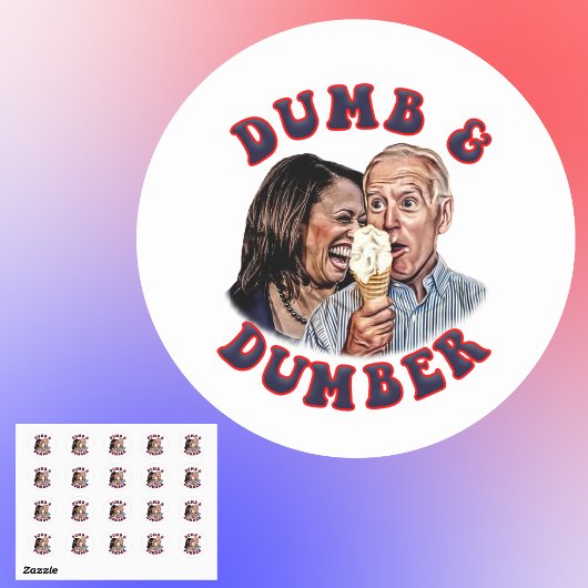 Funny Dumb en Dumber Biden Harris Cartoon Ronde Sticker
