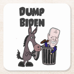 Funny Dump Joe Biden Cartoon Vierkante Kartonnen Onderzetter