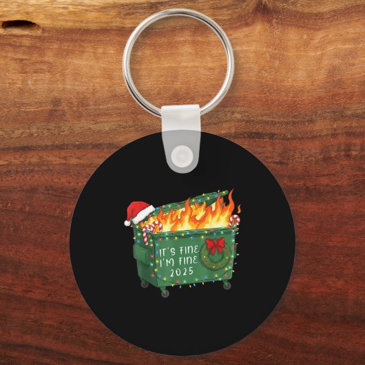 Funny Dumpster Fire It's Fine I'm Fine 2025 Christ Sleutelhanger (Voorkant)