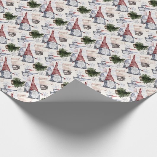 Funny Dwarves, Cabines, kerstbomen, Snowflakes Cadeaupapier (Hoek)