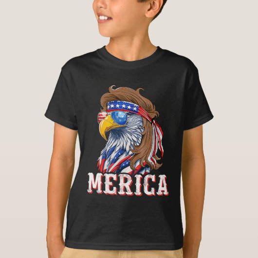 Funny Eagle Mullet 4th Of July Usa American Flag M T-shirt (Voorkant)