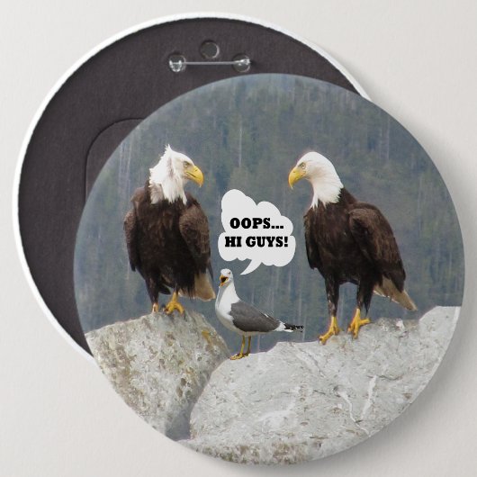 Funny Eagles and Seagull Round Pin-Back Button (Voorkant /achterkant)