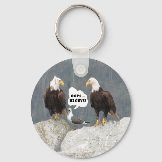 Funny Eagles en Seagull Basic Button Sleutelhanger (Voorkant)
