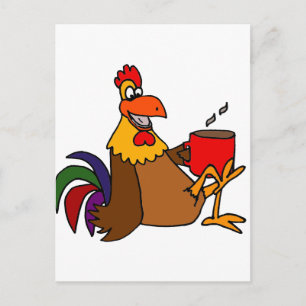 Funny Early Bird Rooster Drink koffie Briefkaart