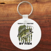 Funny Easily Distracted By Camo B Fish American Fl Sleutelhanger (Voorkant)