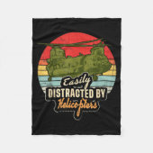 Funny Easily Distracted By Chinook Helicopter Retr Fleece Deken (Voorkant)