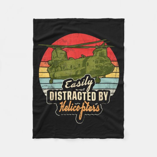 Funny Easily Distracted By Chinook Helicopter Retr Fleece Deken (Voorkant)