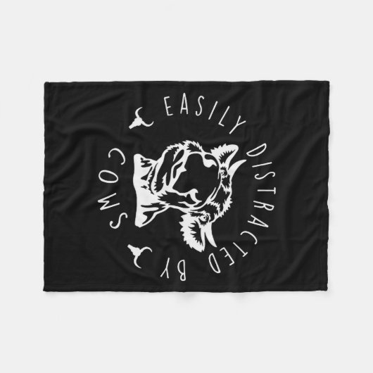 Funny Easily Distracted By Cows Design  Fleece Deken (Voorkant (Horizontaal))