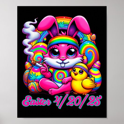 Funny Easter Bunny Chick Smoking  Poster (Voorkant)