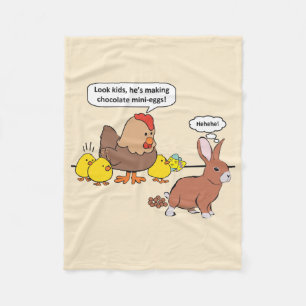 Funny Easter Bunny Chocolate Eggs Fleece Deken