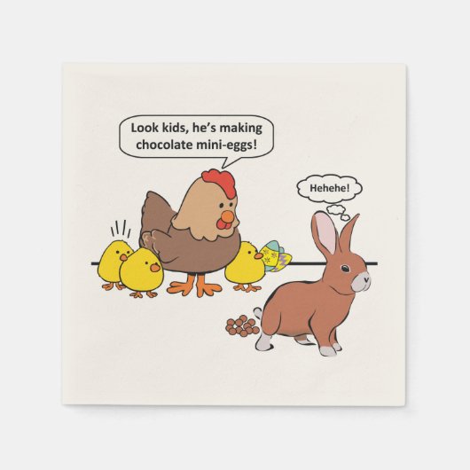 Funny Easter Bunny Chocolate Eggs Servetten (Voorkant)