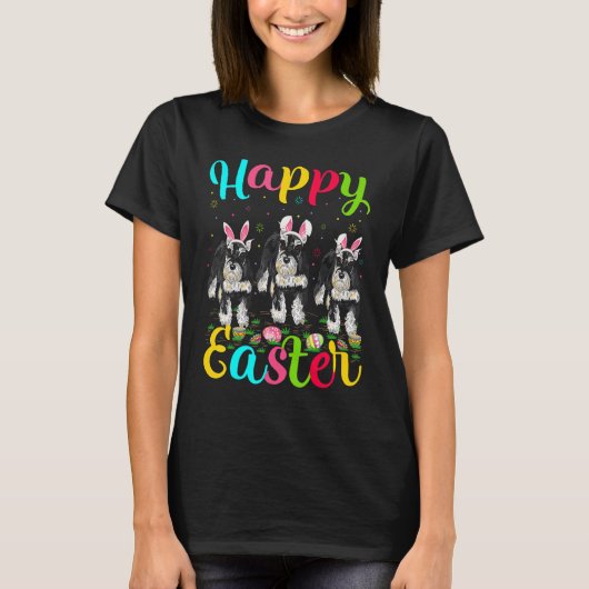 Funny Easter Bunny Miniature Schnauzer Dog Hap T-shirt (Voorkant)
