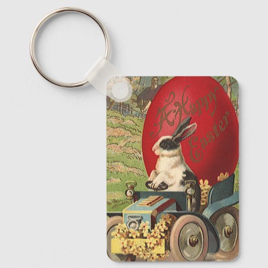 Funny Easter, Bunny Rabbit Egg Automobile Sleutelhanger (Voorkant)