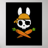 Funny Easter Bunny Rabbit Pirate Skull en Carrot Poster (Voorkant)
