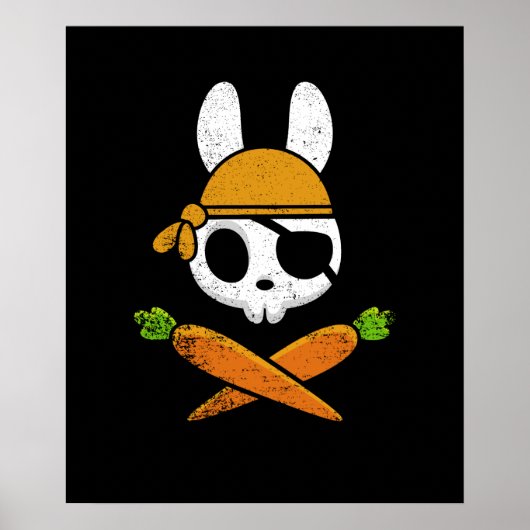Funny Easter Bunny Rabbit Pirate Skull en Carrot Poster (Voorkant)