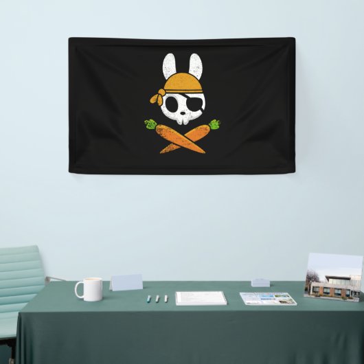 Funny Easter Bunny Rabbit Pirate Skull en Carrot Spandoek (Beurs)