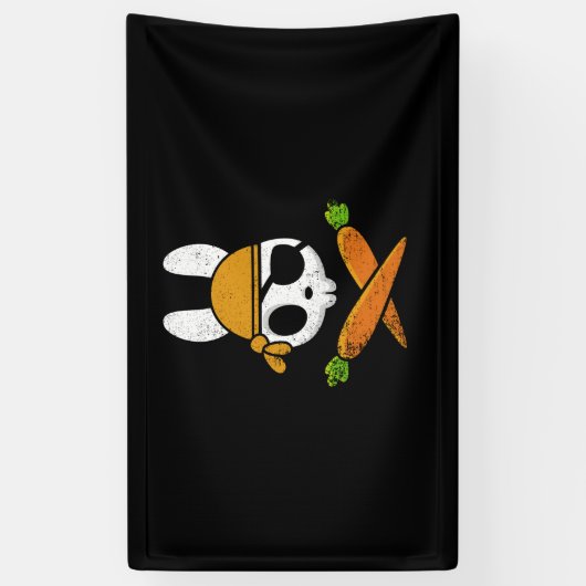 Funny Easter Bunny Rabbit Pirate Skull en Carrot Spandoek (Verticaal)