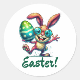Funny Easter Bunny Ronde Sticker