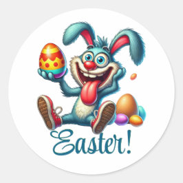 Funny Easter Bunny Ronde Sticker