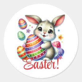 Funny Easter Bunny Ronde Sticker