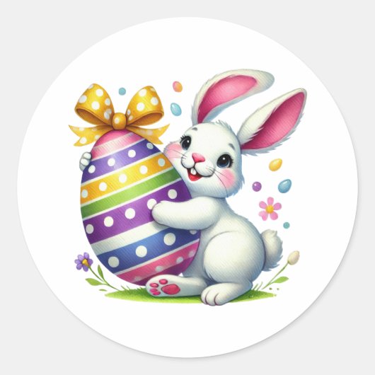 Funny Easter Bunny Ronde Sticker (Voorkant)