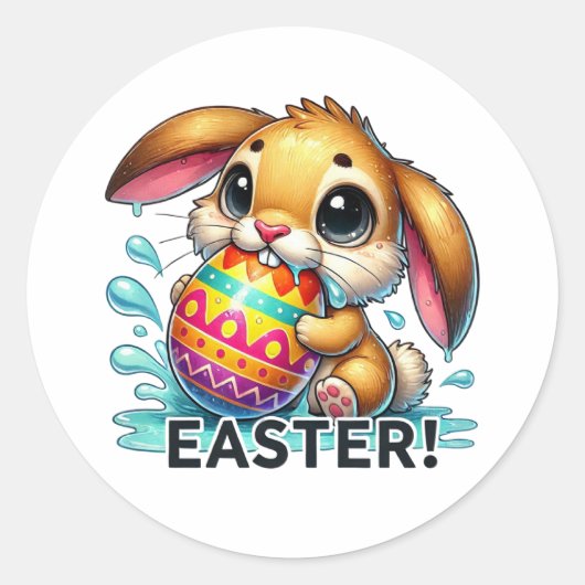 Funny Easter Bunny Ronde Sticker (Voorkant)