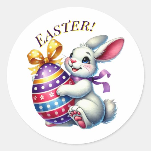 Funny Easter Bunny Ronde Sticker (Voorkant)