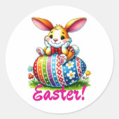 Funny Easter Bunny Ronde Sticker (Voorkant)
