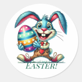 Funny Easter Bunny Ronde Sticker