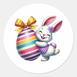 Funny Easter Bunny Ronde Sticker