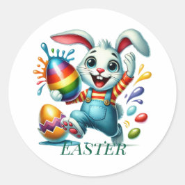 Funny Easter Bunny Ronde Sticker