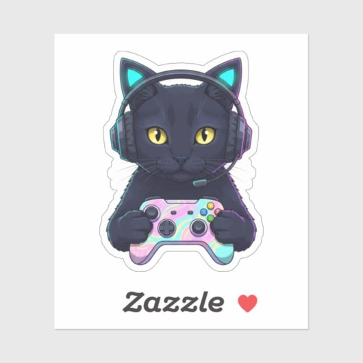 Funny Easter Cat Gamer Egg Controller Gaming  Sticker (Vel)