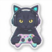 Funny Easter Cat Gamer Egg Controller Gaming  Sticker (Voorkant)
