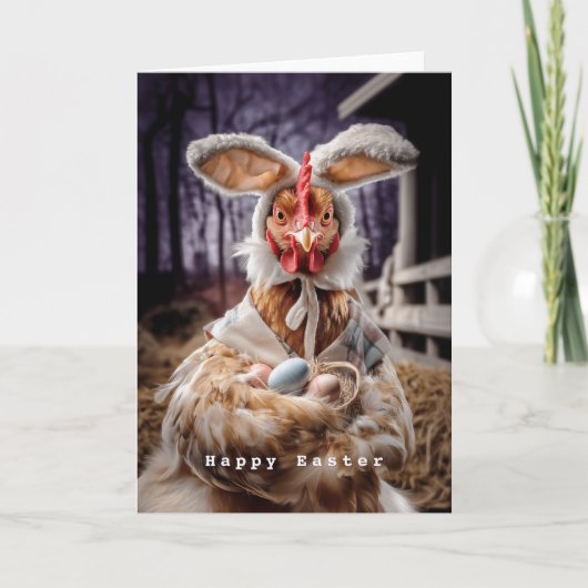 Funny Easter Chicken Bunny Costume Kaart (Voorkant)