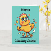Funny Easter Chicken Kaart (Gele Bloem)