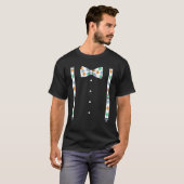 Funny Easter Day Eggs Suspenders en Bow Stropdas T-shirt (Voorkant volledig)